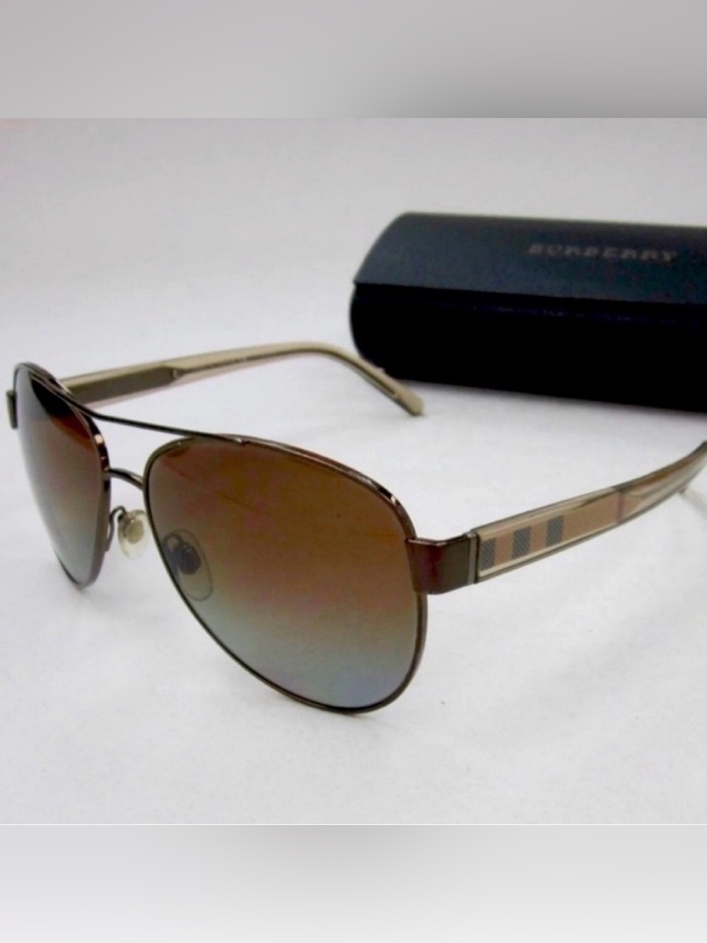 Burberry Sunglasses with Black Case and Brown Interior